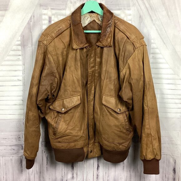 Vintage Roundtree & Yorke Lambskin Leather Bomber Jacket M